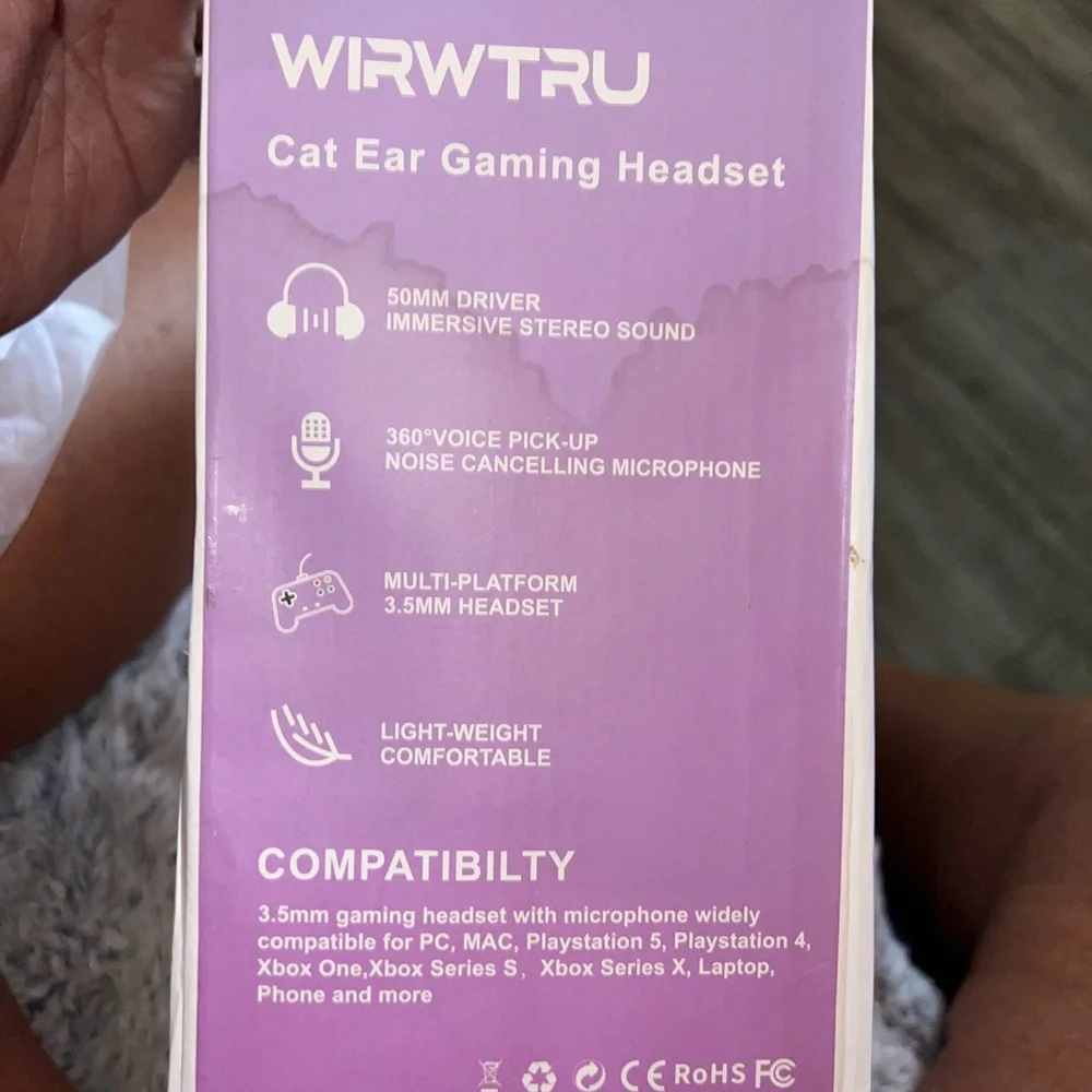 Pink Gaming Headset with light up Cat Ears that glow. Also, stereo compatible